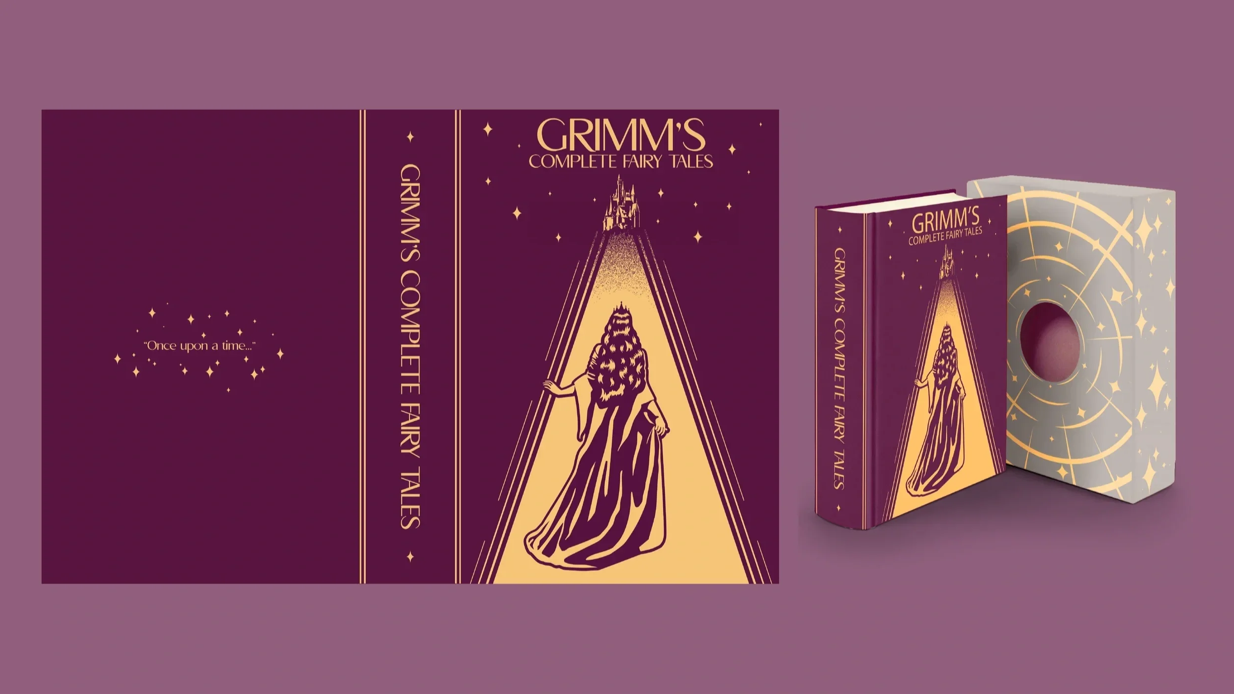 Grimm's Complete Fairy Tales Cover Art and Slipcase Design - Click to see about my process!