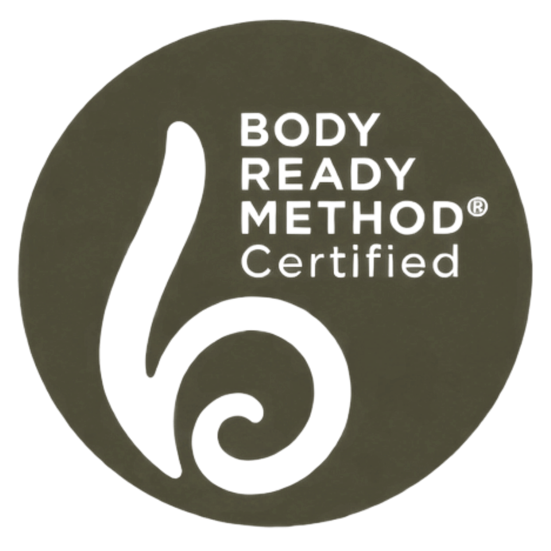 Certification badge with a large spiral design and the text "BODY READY METHOD Certified."