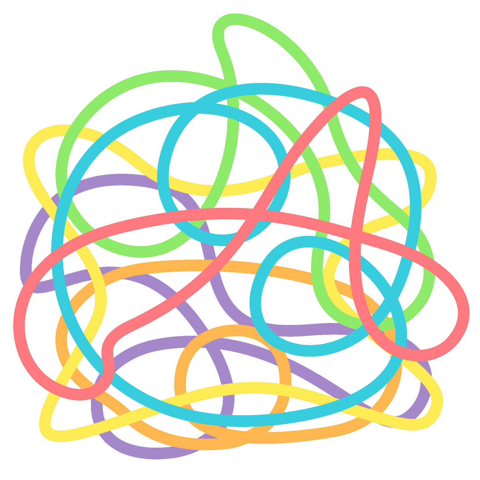 Colorful tangled lines on a blank background. An icon meant to represent anxiety.