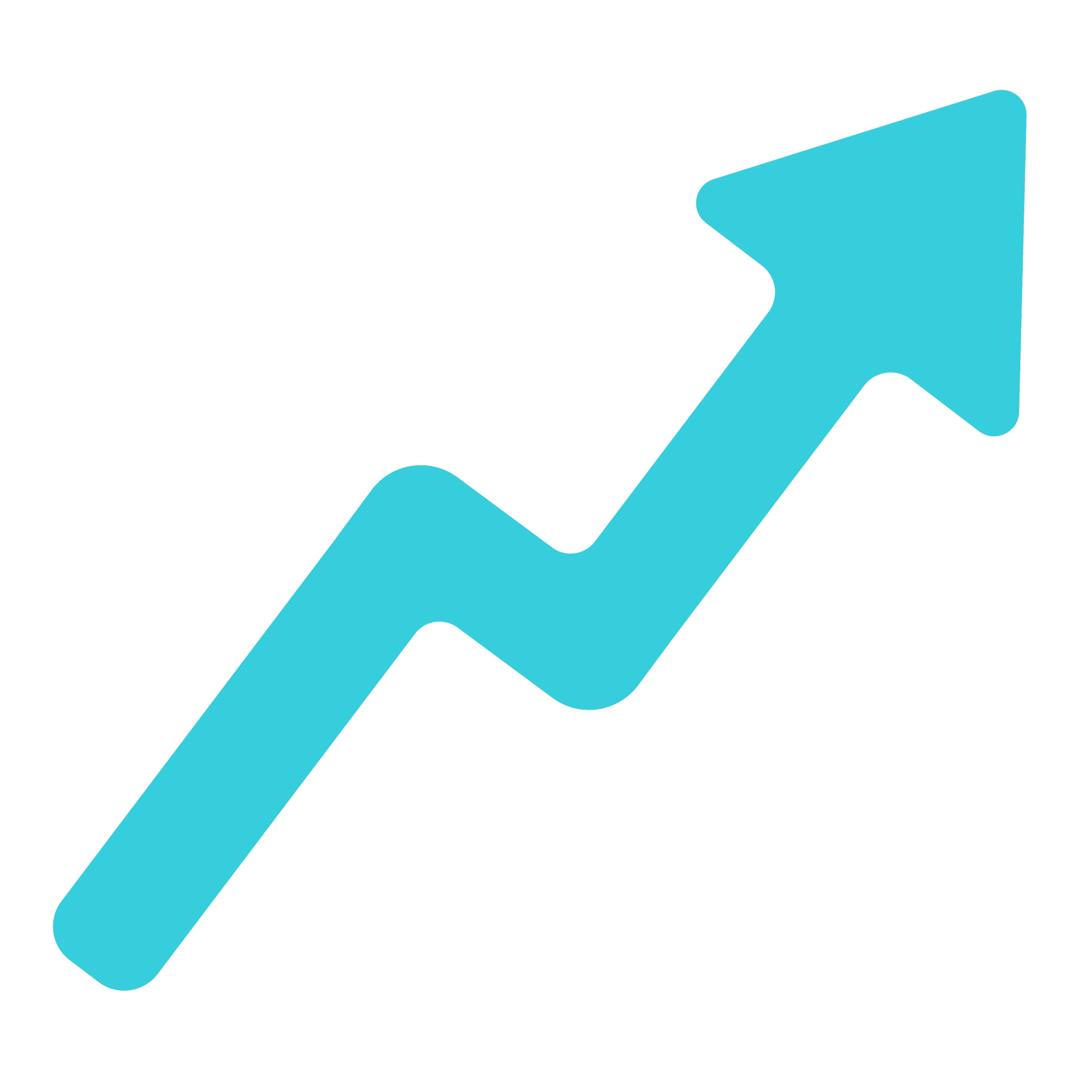 A large blue arrow pointing to the right. An icon meant to represent increasing happiness.