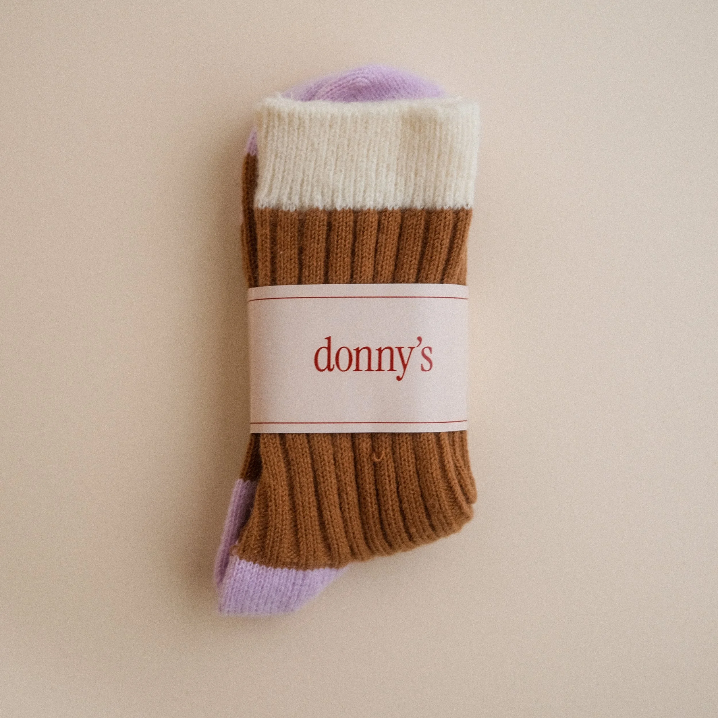 Block Rib Socks in Latte