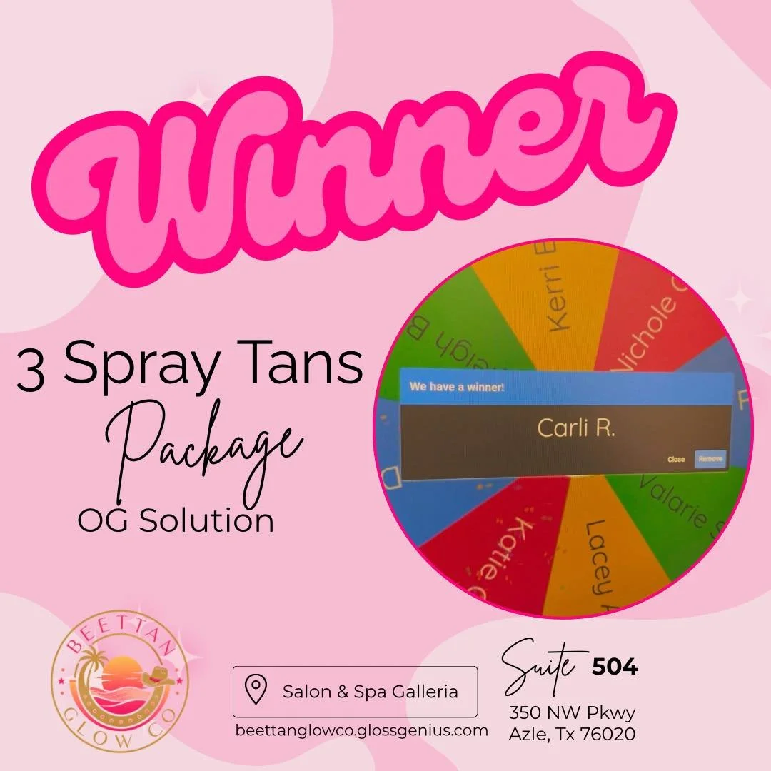 🎉✨ WE HAVE A WINNER! ✨🎉

A big congratulations to Carli R. &mdash; winner of our 3 Spray Tan Package with OG Solution from the Azle ISD Convocation giveaway! 🤎

Thank you to everyone who stopped by, chatted with us, and learned a little more about