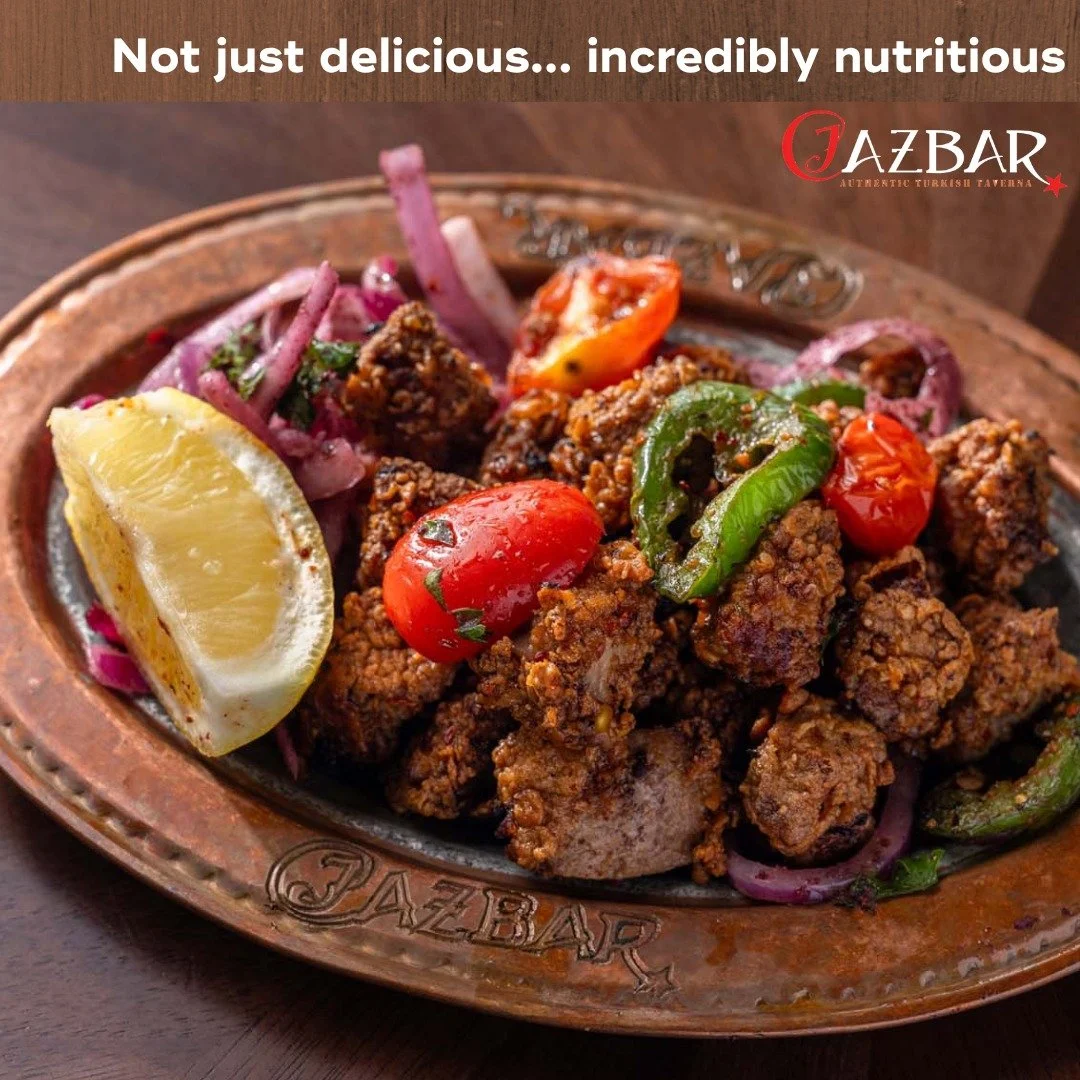 Our crispy Turkish liver is seasoned with traditional spices and served with grilled jalapenos, tomatoes, onions, and fresh lemon

#Cazbar #TurkishCuisine #TurkishFood #BeefLiver #LiverLovers #MediterraneanFood #Foodie #EatLocal #ColumbiaMD #Baltimor