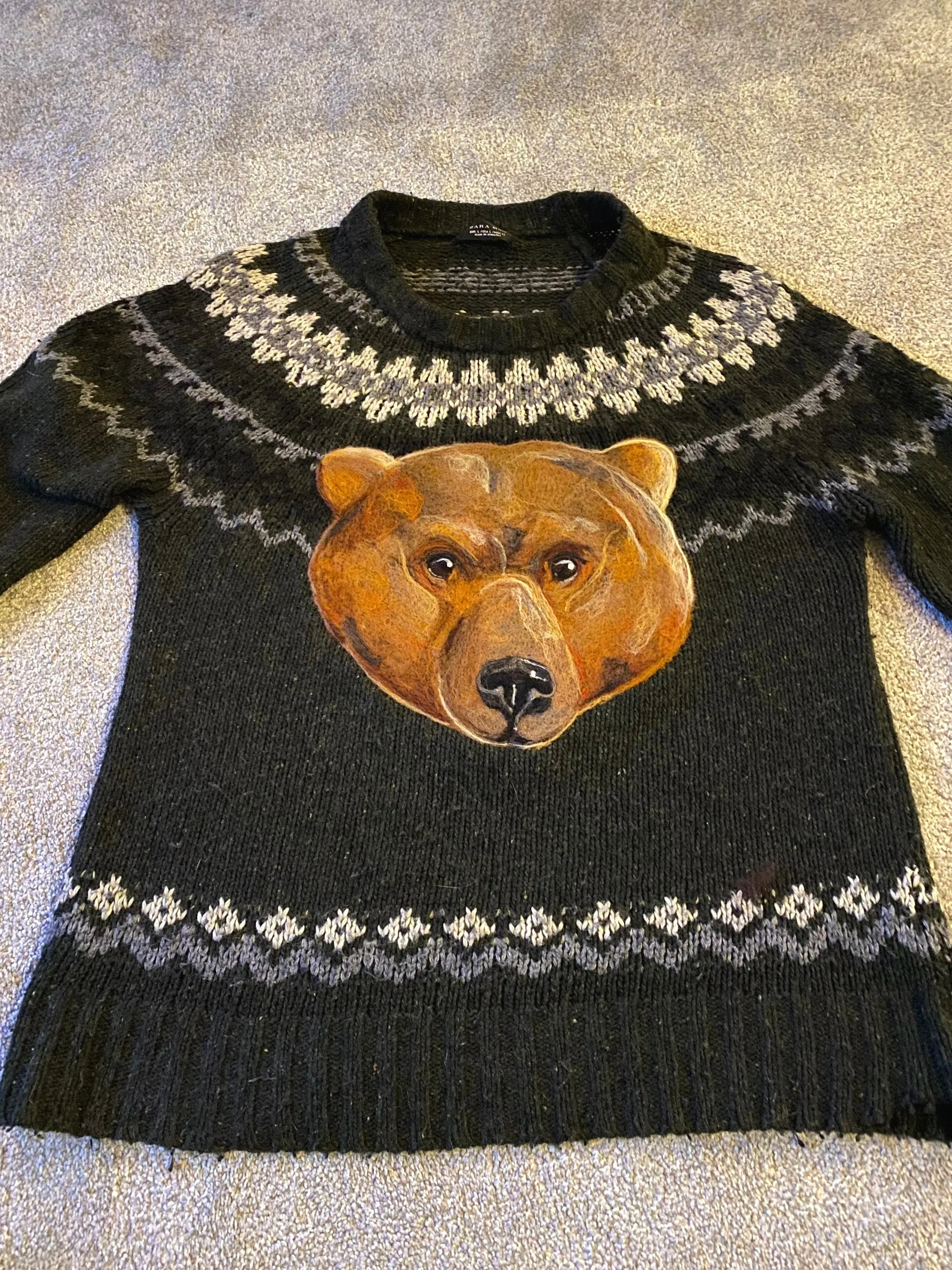 Needle and Wet Felted Bear Sweater