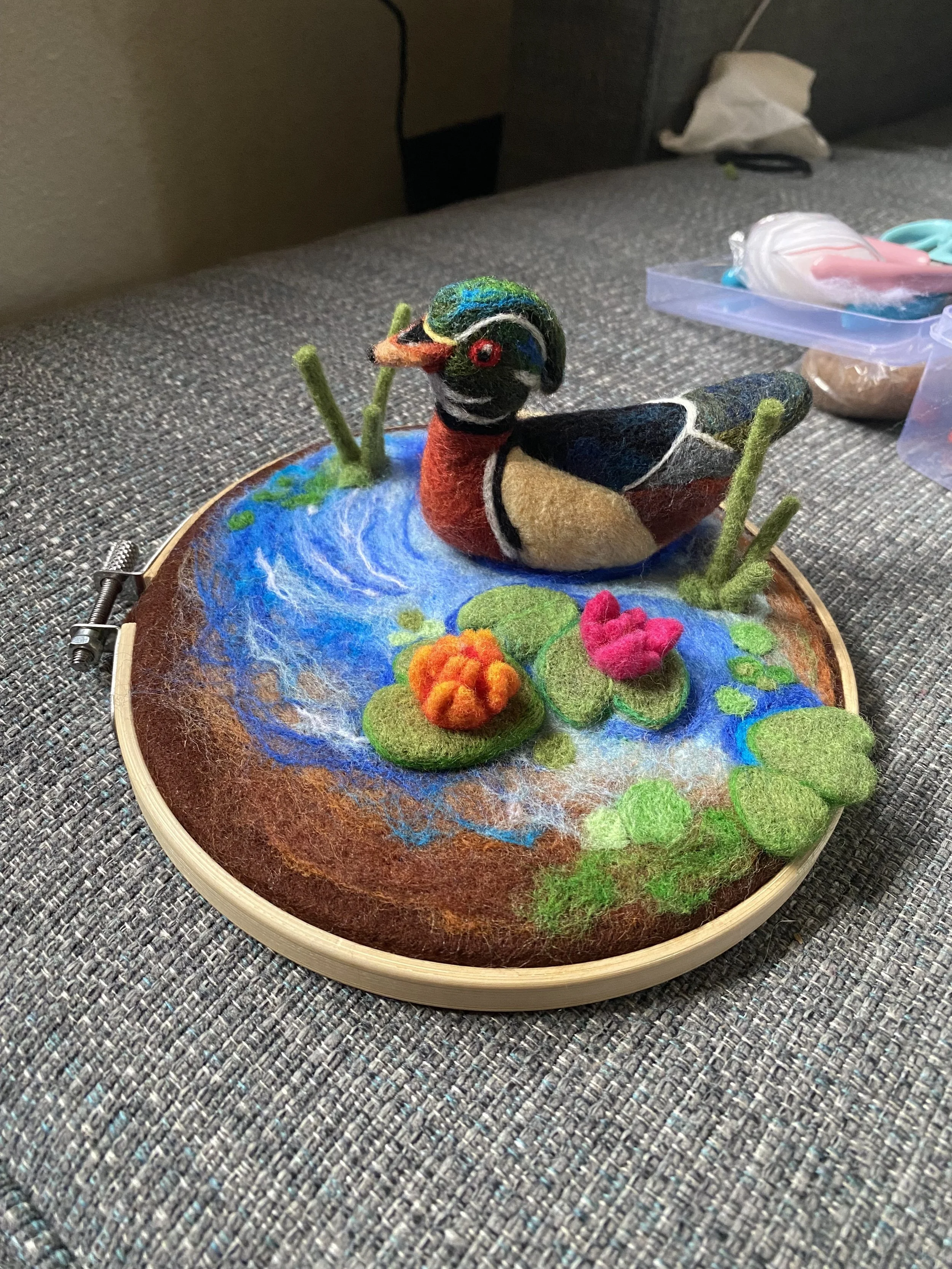 Wood Duck - 3D Needle Felt Painting and Figure