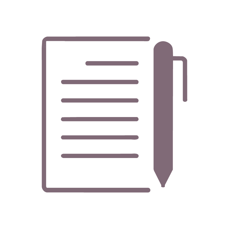 Une illustration d'un cahier avec une plume à côté.