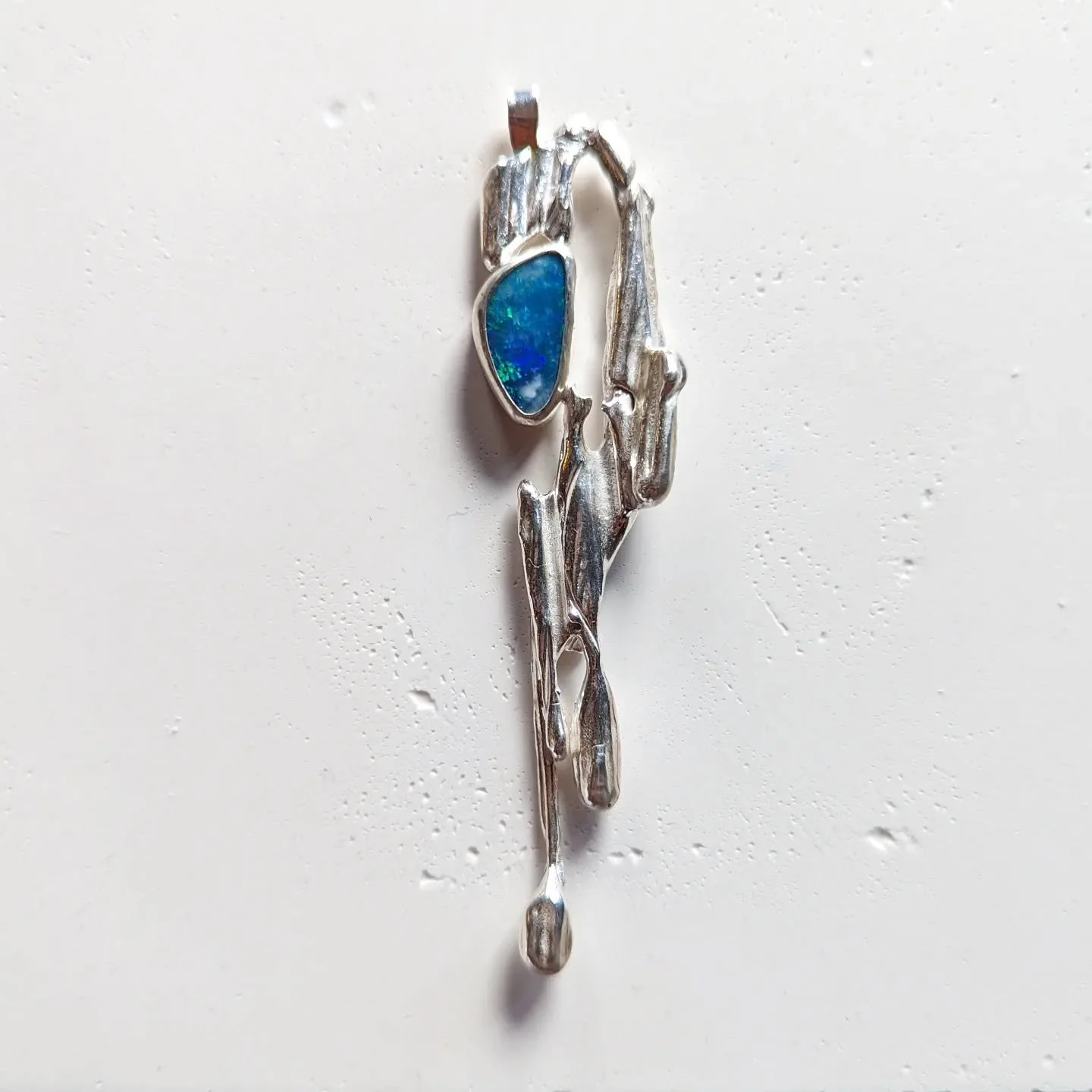 Boulder opal set in organic cast silver
Today @ninthlifepub as part of the #catfordartstrail 
#localartist #handmade #jewellery #boulderopal