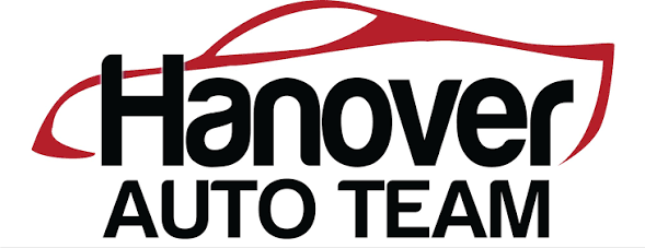 Logo for Hanover Auto Team with stylized red car outline above the text.