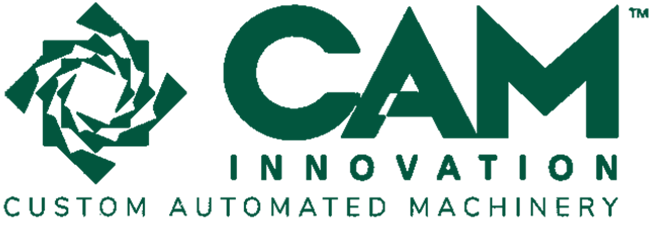 Cam Innovation logo with a stylized spiral design and text 'Cam Innovation' and 'Custom Automated Machinery'