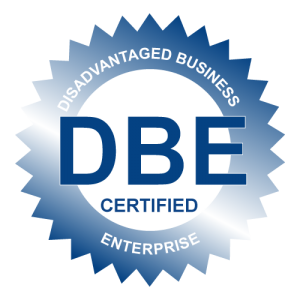 Logo featuring a gear with text 'Disadvantaged Business Enterprise' and the acronym 'DBE' in the center.