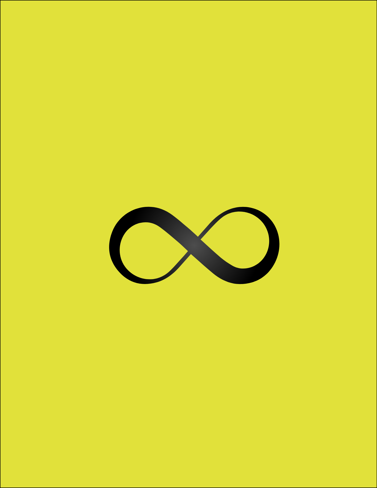 Yellow background with a black infinity symbol in the center.