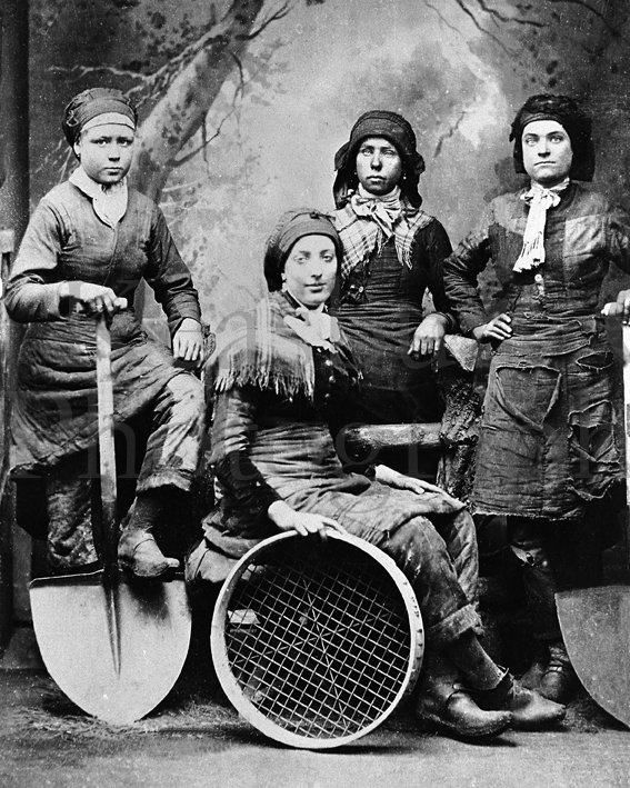 Female coal miners in England, 1880s.