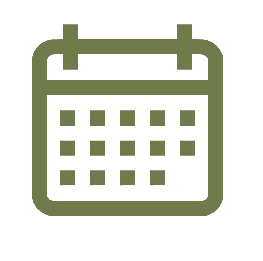 Icon of a calendar with a grid layout and two tabs at the top.