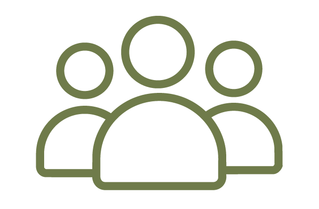 Icon of three people representing a group or community.