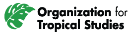 Logo of the Organization for Tropical Studies, featuring a green tropical leaf and black text.