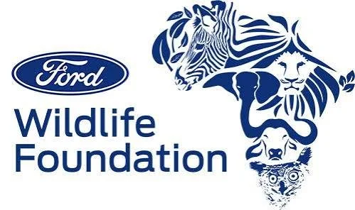 Ford Wildlife Foundation logo with silhouettes of a zebra, lion, elephant, bear, and owl.