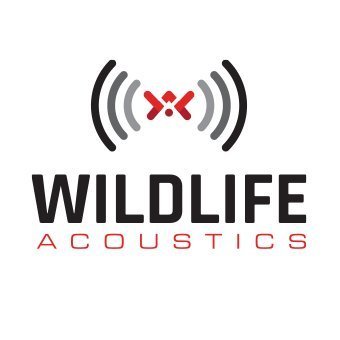 Logo for Wildlife Acoustics featuring sound wave symbols and the text 'Wildlife Acoustics' in black and red.