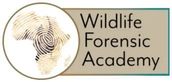 Wildlife Forensic Academy logo featuring a fingerprinted animal paw within a circle and the organization's name.