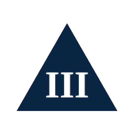 A blue triangle with the Roman numeral III in the center.