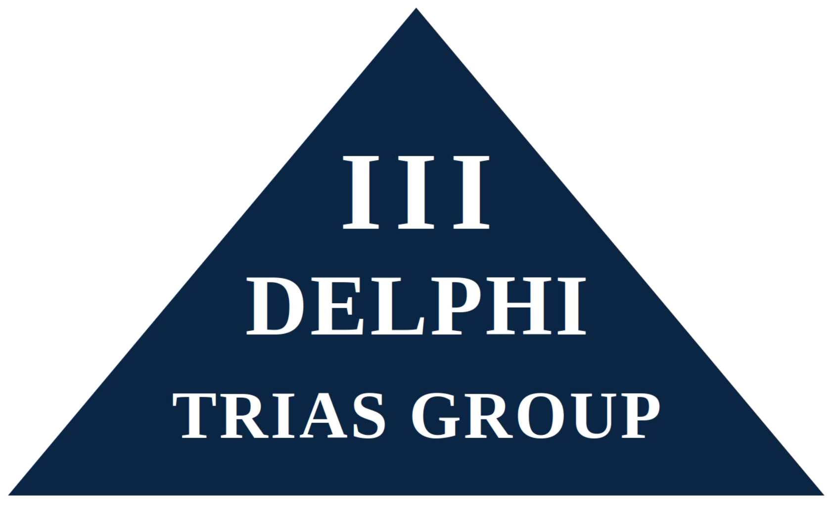 Trias Group logo with a navy blue triangle background and white text that reads "111 DELPHI TRIAS GROUP"