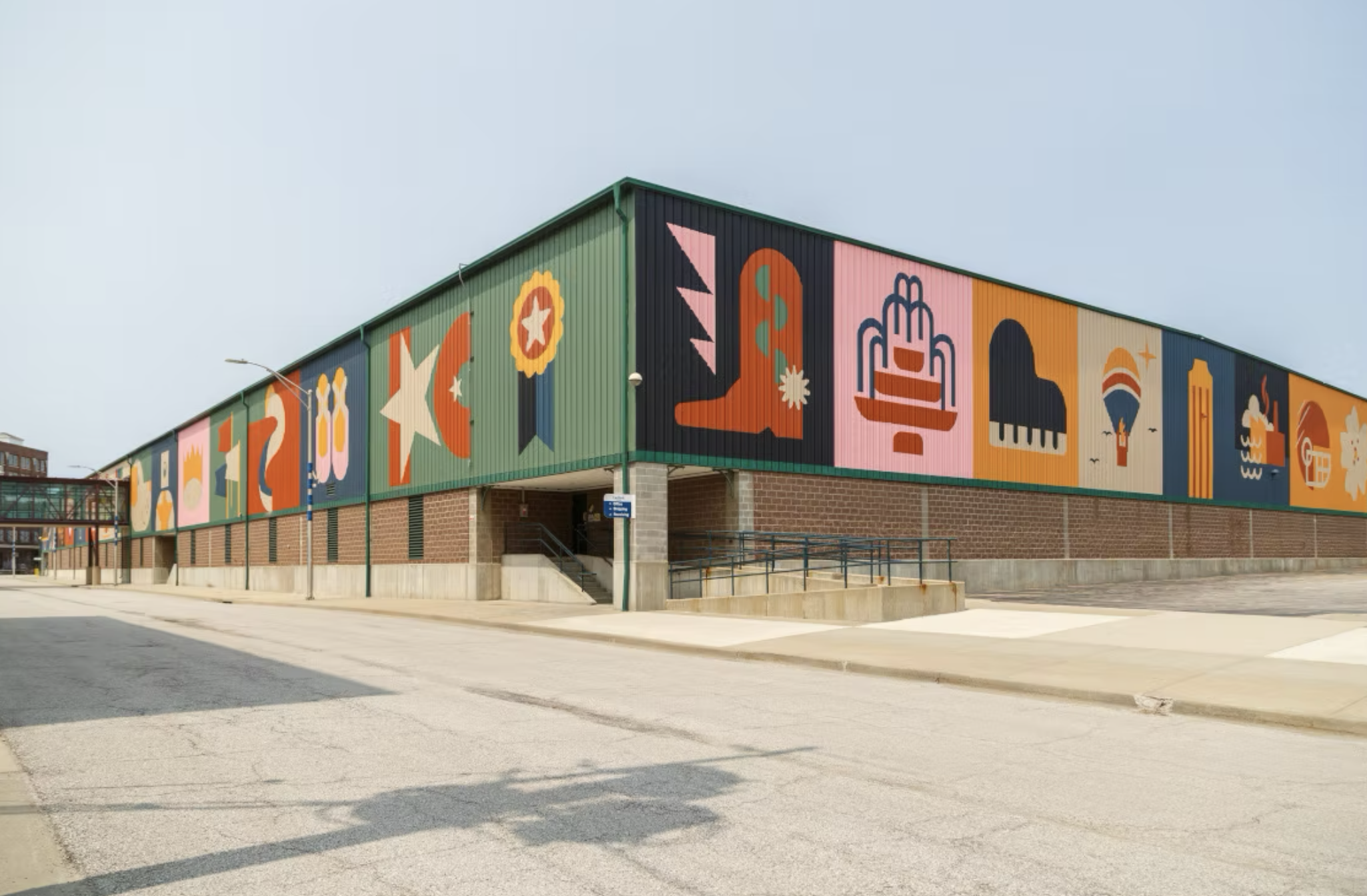 Colorful mural art on the side of a building in the West Bottoms, Kansas City. The biggest mural in Missouri.