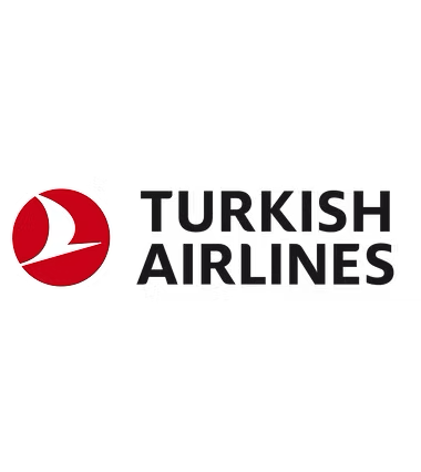 Turkish Airlines logo with a red and white emblem next to the black text 'Turkish Airlines'.