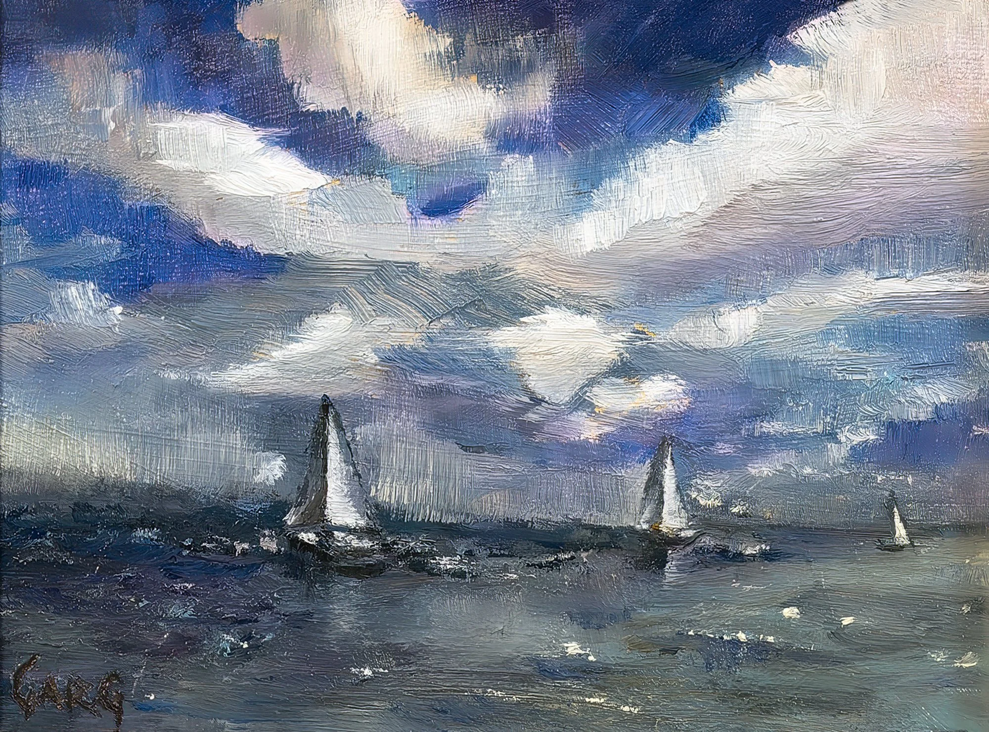 Summer Sails, Oil, 6 x 8 in,  linen on panel