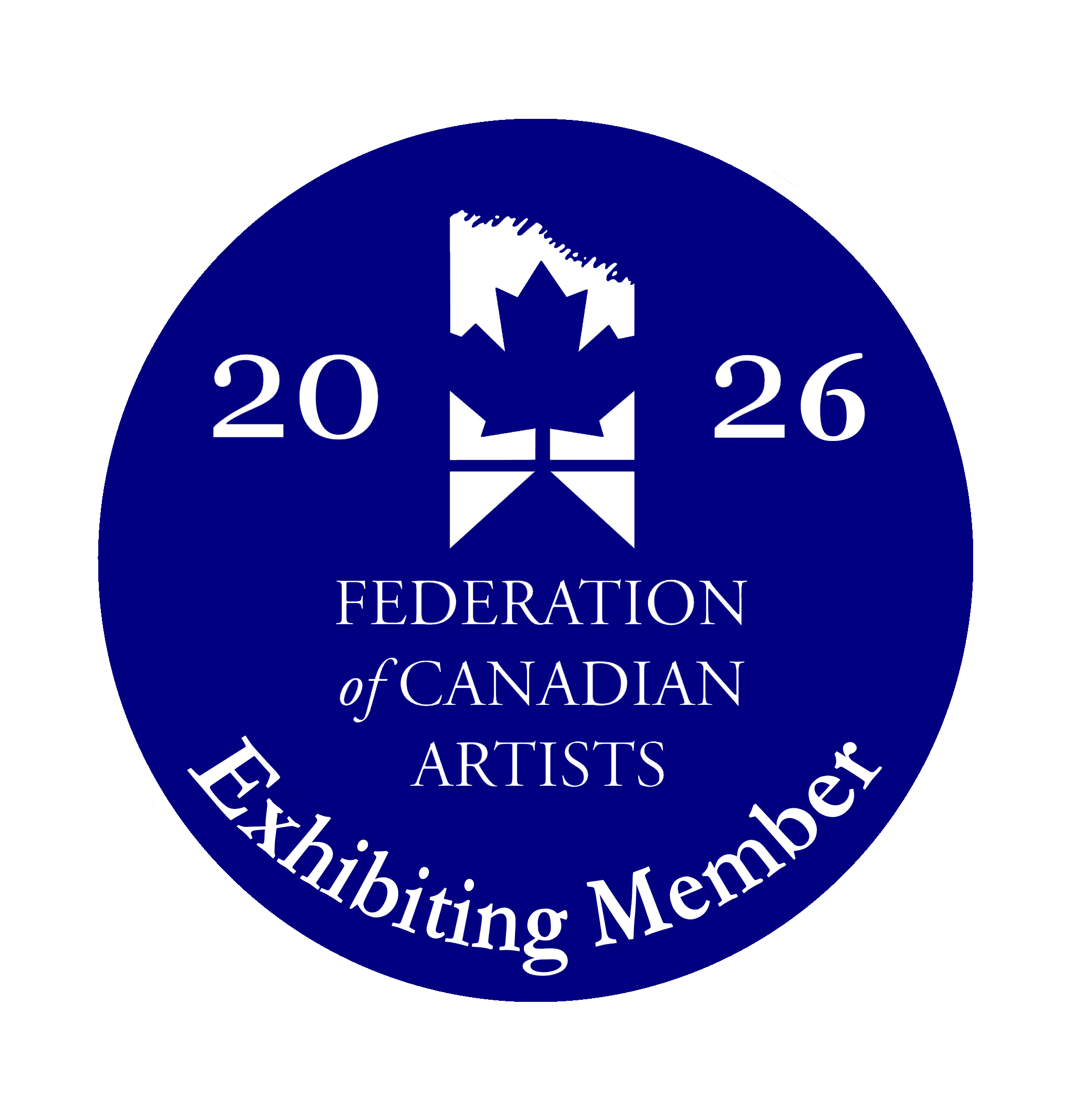 Official badge or logo of the Federation of Canadian Artists, featuring a blue circular design with a white maple leaf and the year 2026.
