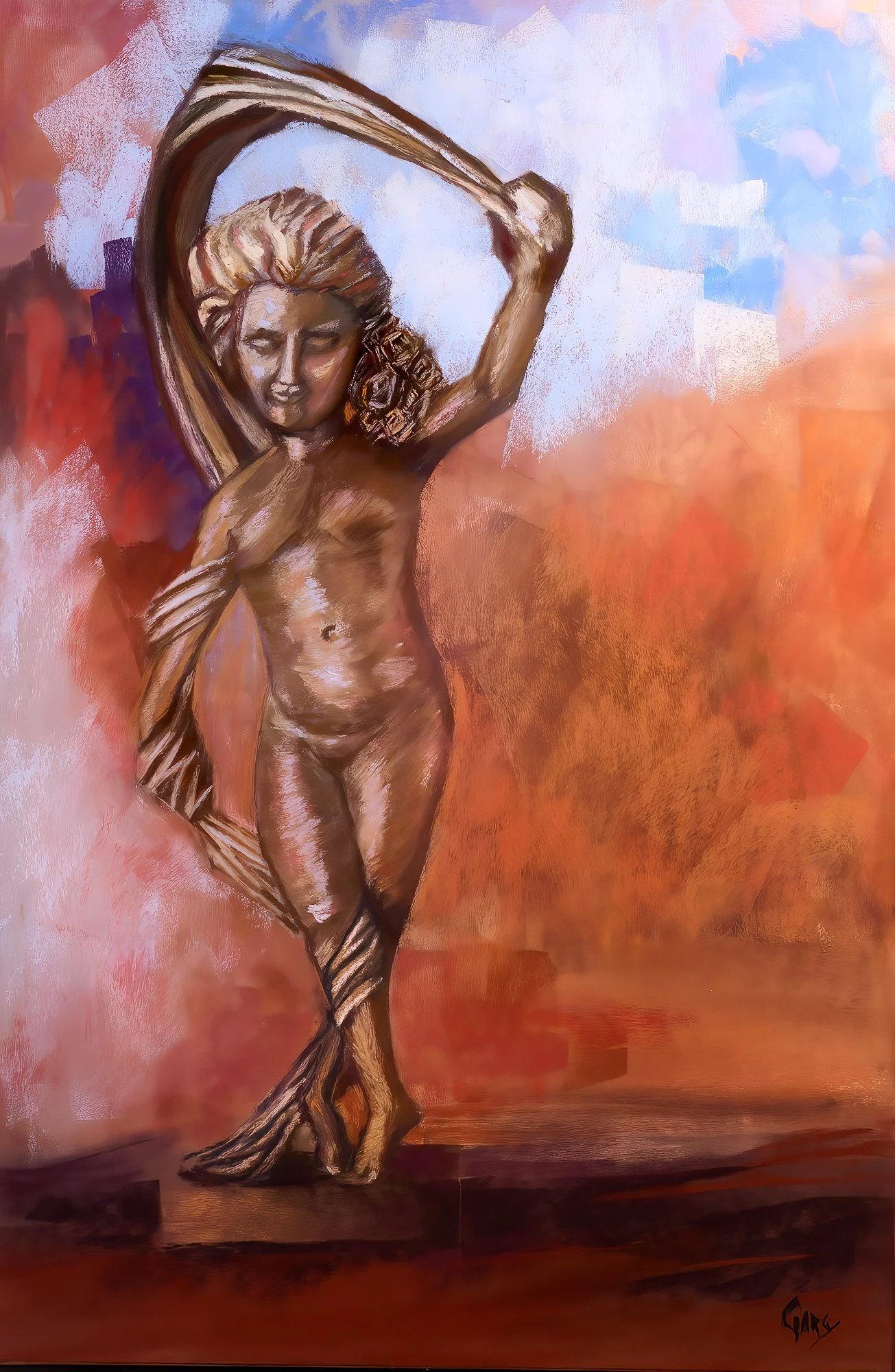 Celestial Ballet, Pastel, 21 x 14 in, uArt400 mounted on board