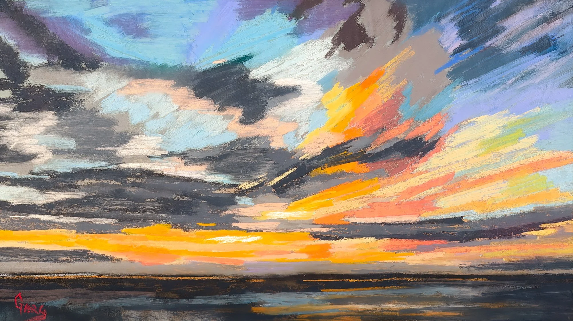 Humbling Horizon, Pastel, 6 x 11 in, uArt400 mounted on board