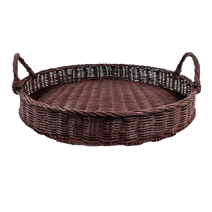 brown woven rattan tray