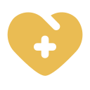 Gold heart-shaped object with a medical cross symbol