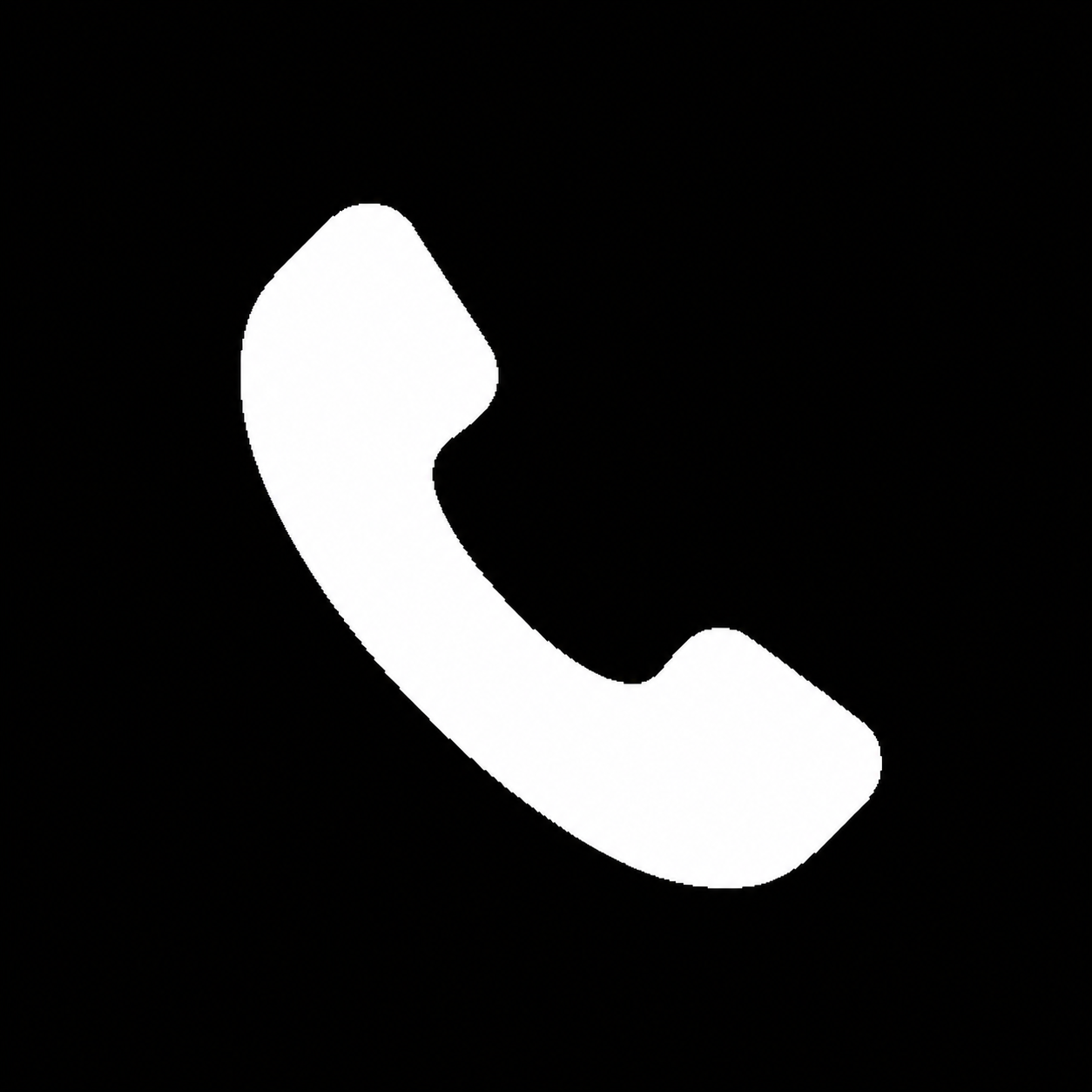 Icon of a telephone handset on a black background.