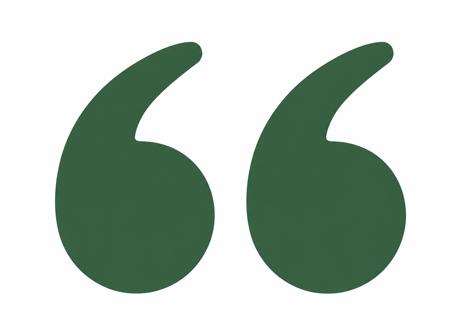 Green quotation marks on a white background.