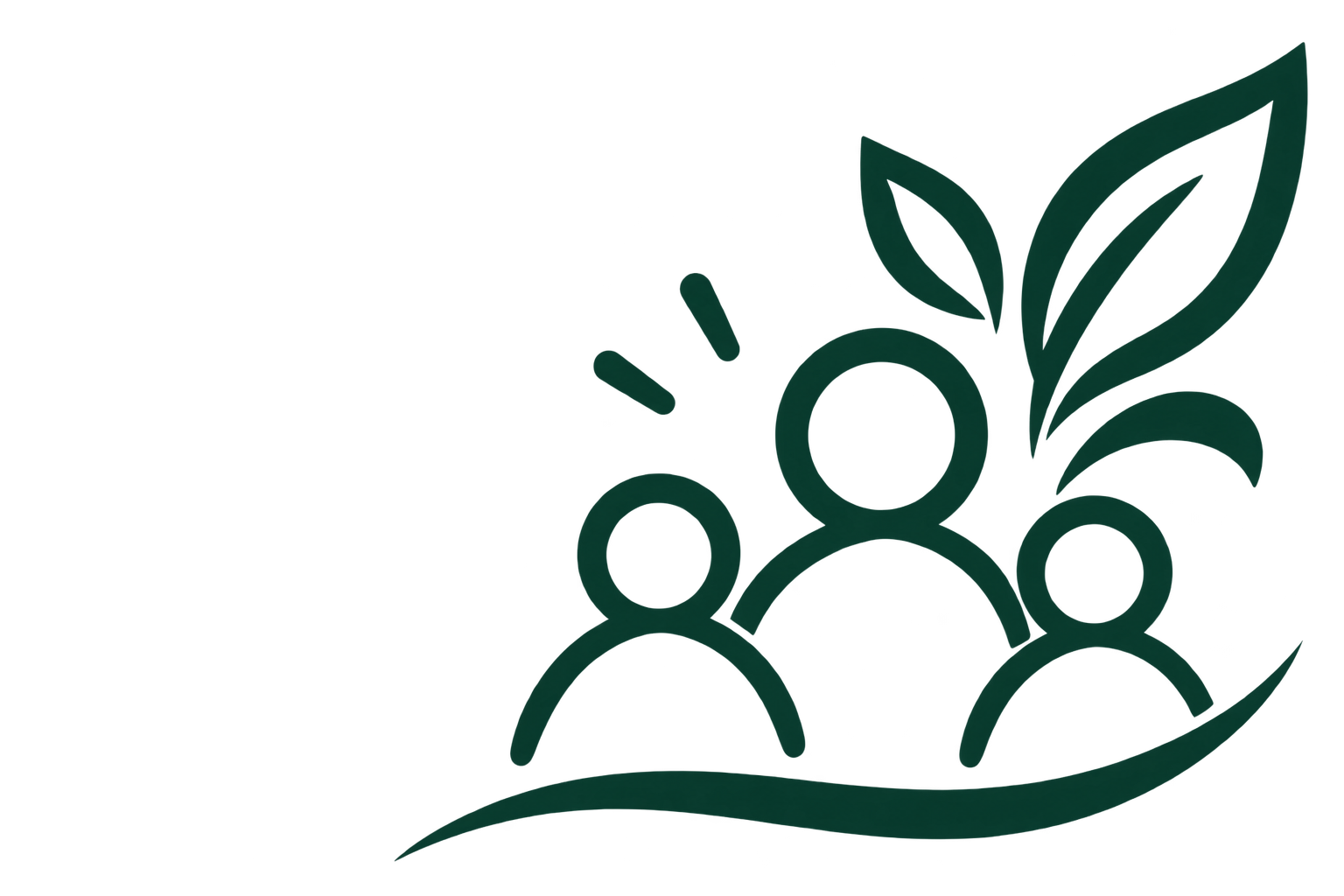 A logo with the words "Organic Community" and a graphic of three stylized figures with leaves, representing community and nature.