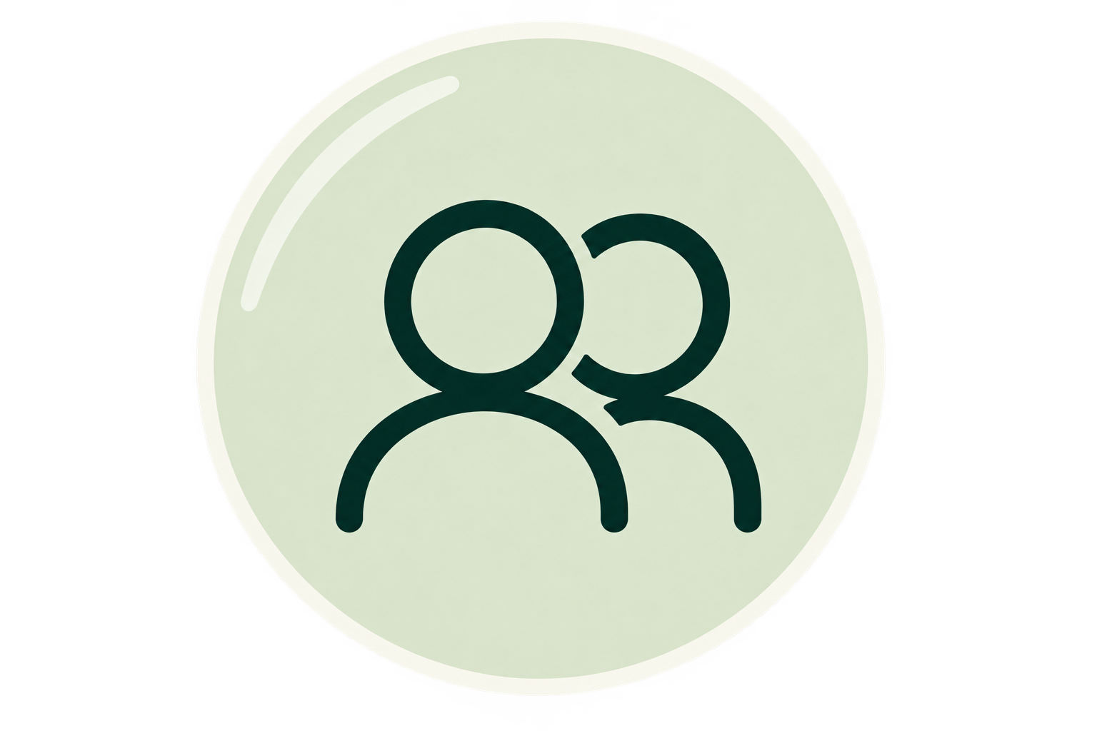 Google Plus social media icon featuring two black outlined human figures on a light green circular background.