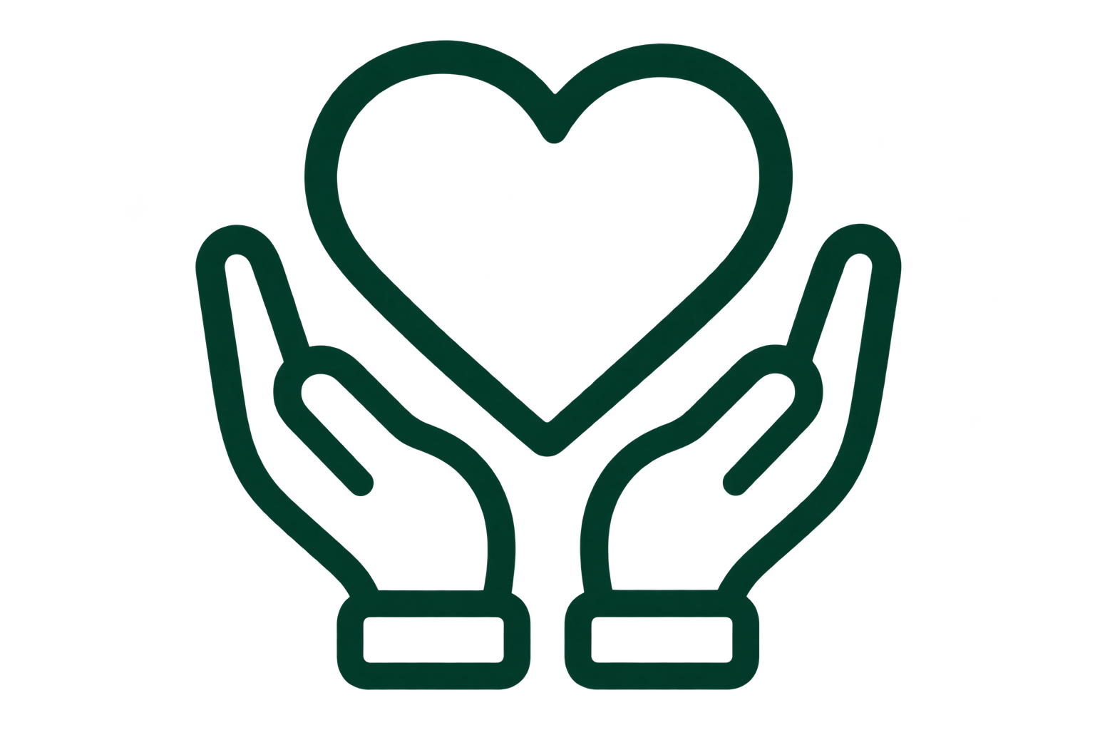 A green icon of a hand holding a heart with a heart shape inside.