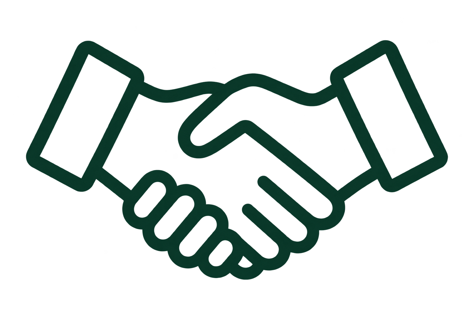 Outline of two hands shaking, symbolizing agreement or partnership.