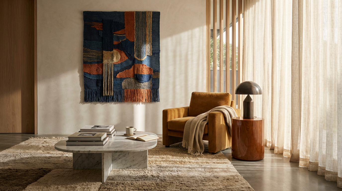 Cozy sitting area near window to read and enjoy the sunlight surrounded by natural textures and colors. A wonderful retreat.