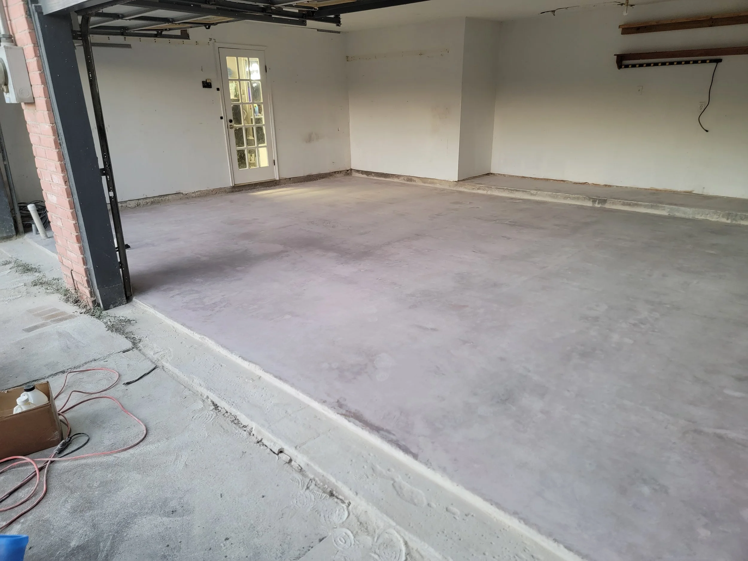 POLISHED CONCRETE WITH PINK DYE-DURING
