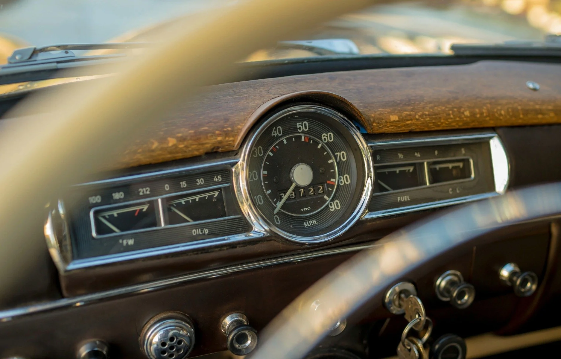 Vintage car dashboard used in McMurray & Sons brand photography