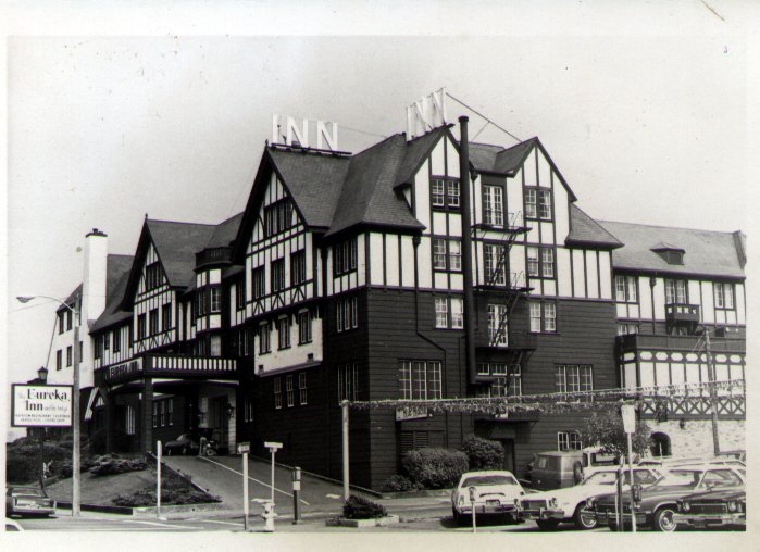 Historic commercial building in Eureka, California with a steep pitched roof