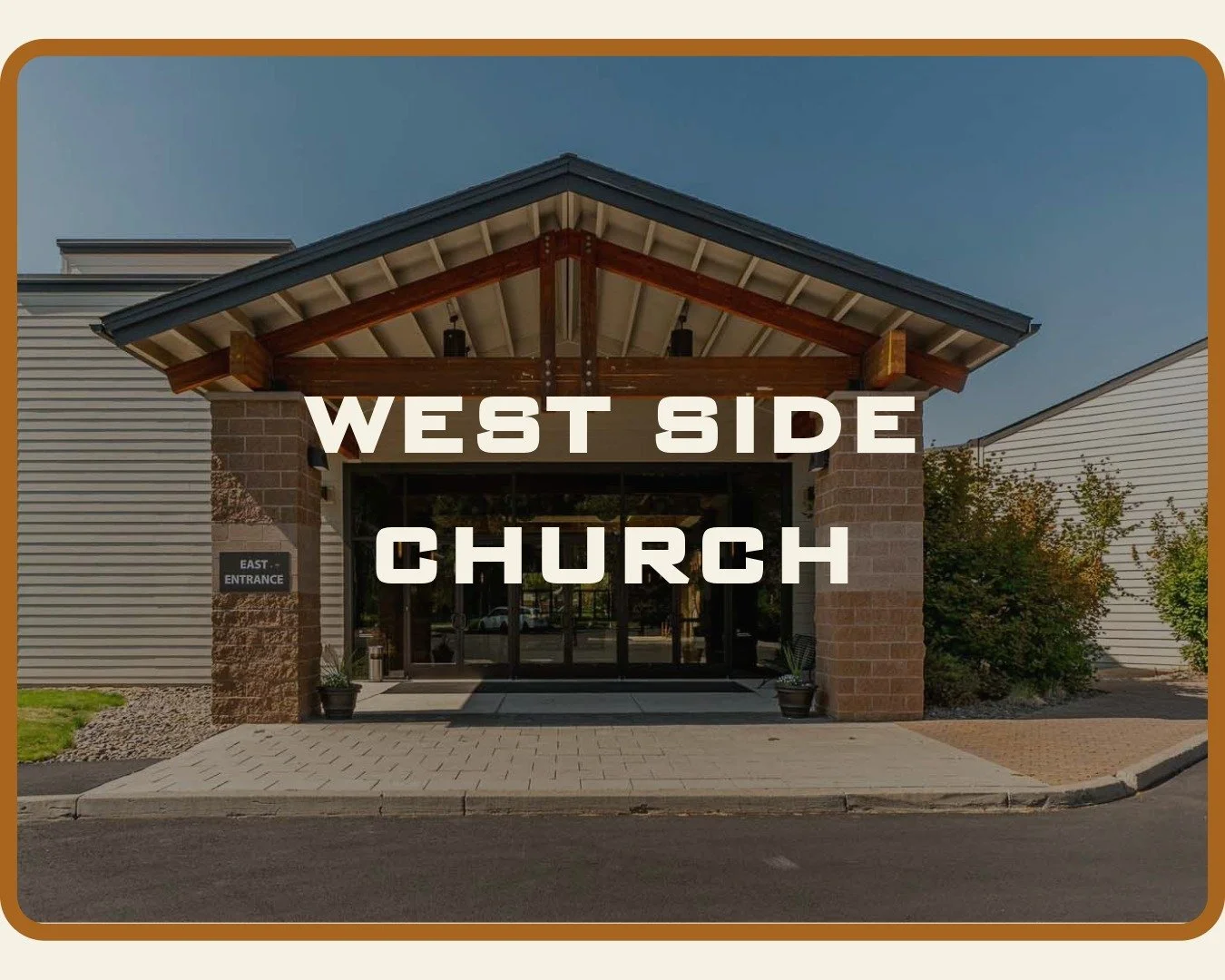 Pitched a-frame entrance of West Side Church in Bend Oregon roofing customer of McMurray and Sons.