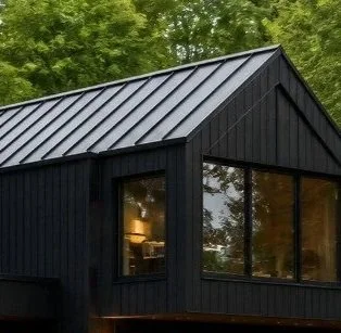 Standing seam metal roof on a modern home in Eureka, California
