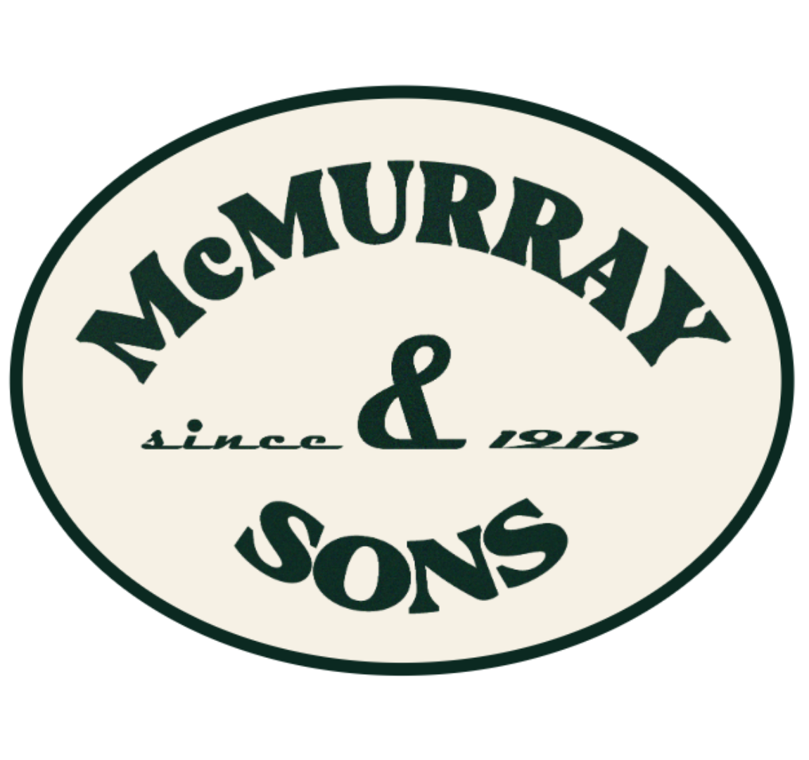 Logo McMurry & Sons Roofing Company, established in 1919, with a vintage style in black text on a white oval background.