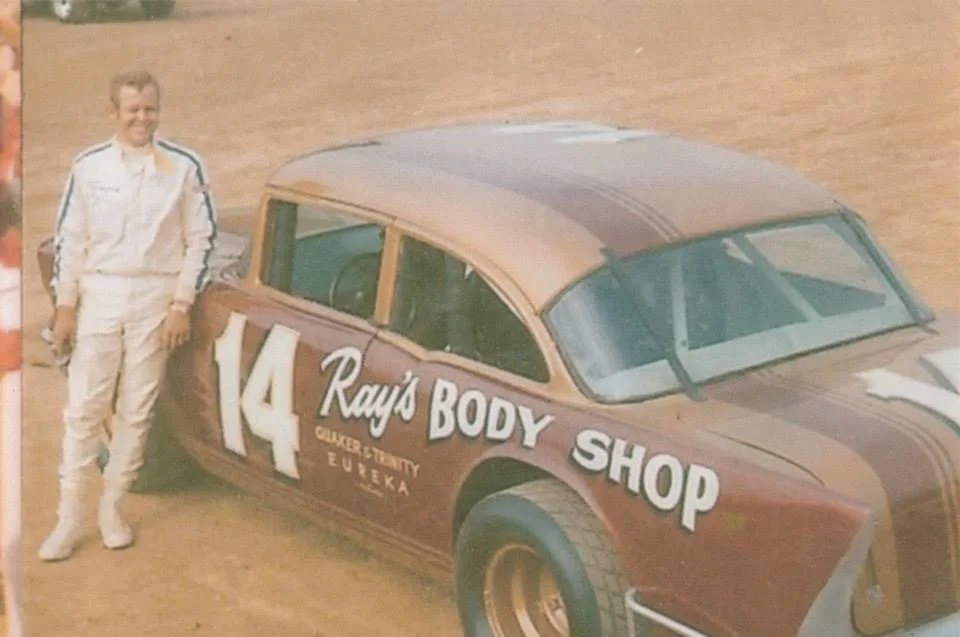 David McMurray with a Eureka race car sponsored by Ray’s Body Shop
