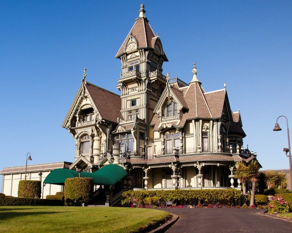 The most famous victorian building  Carson Mansion in Eureka asphalt shingle roof replacement by McMurray and Sons