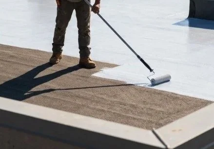 Reflective roof coating applied to a flat roof in Eureka, California