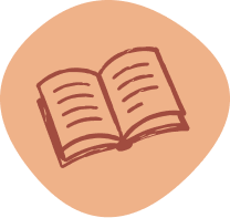 Open book illustration on a beige circular background