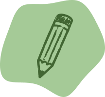 Line drawing of a pencil on a light green background.